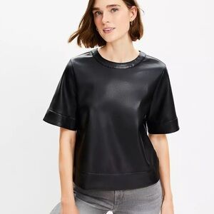 NWT Loft Black Faux Leather Top